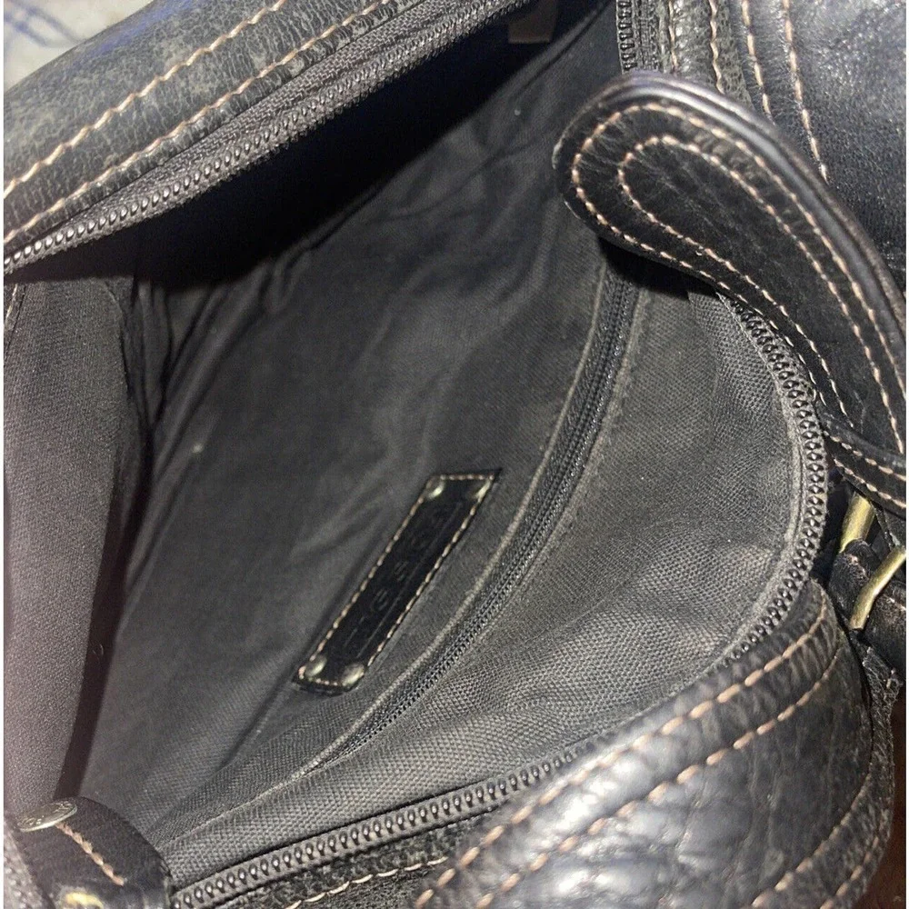 Fossil Brown Leather Small Adjustable Buckle‎ Strap Purse Shoulder Bag ID Holder